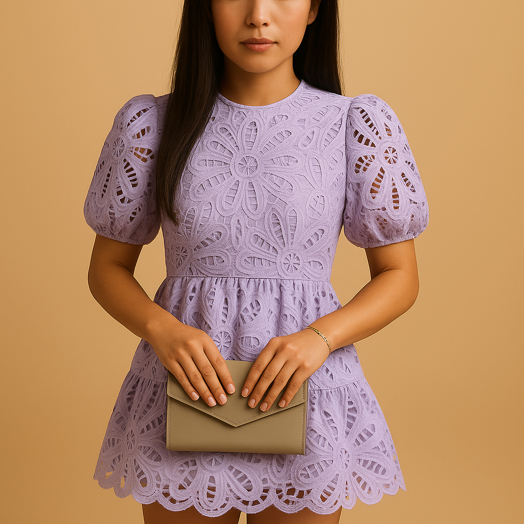 軽やかな素材と繊細な刺繍が特徴のレディース用サマードレス。暑い日やカジュアル＆シックな外出に最適です。
