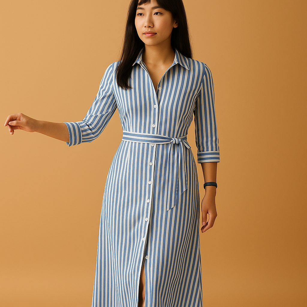女性用のロングサマードレス。通気性が良く、半袖デザインで夏に最適。カジュアルにも上品なシーンにも対応。