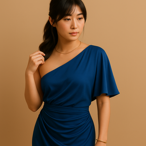 女性用ミニマルドレス。スリムなフィット感とタイムレスなデザインが魅力。フォーマルからオフィスシーンに最適。