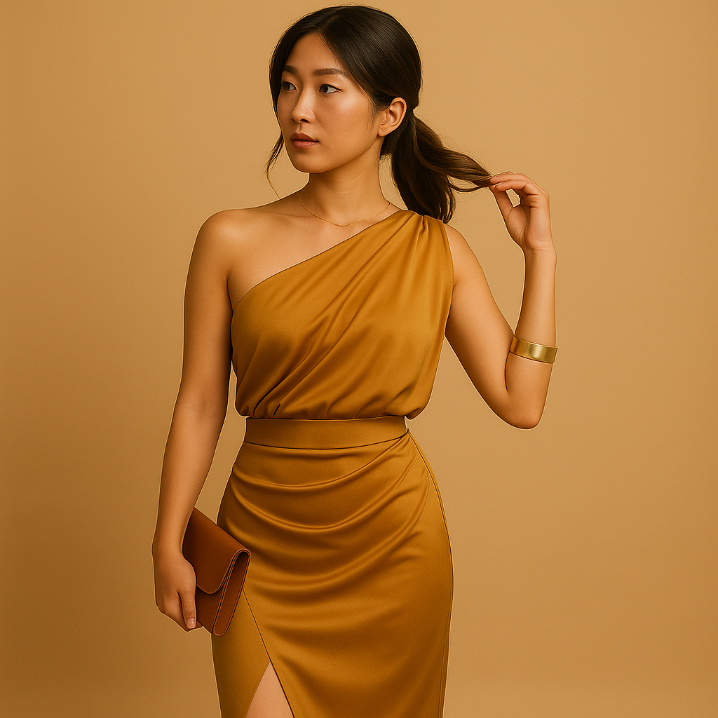 女性用ミニマルドレス。スリムなフィット感とタイムレスなデザインが魅力。フォーマルからオフィスシーンに最適。